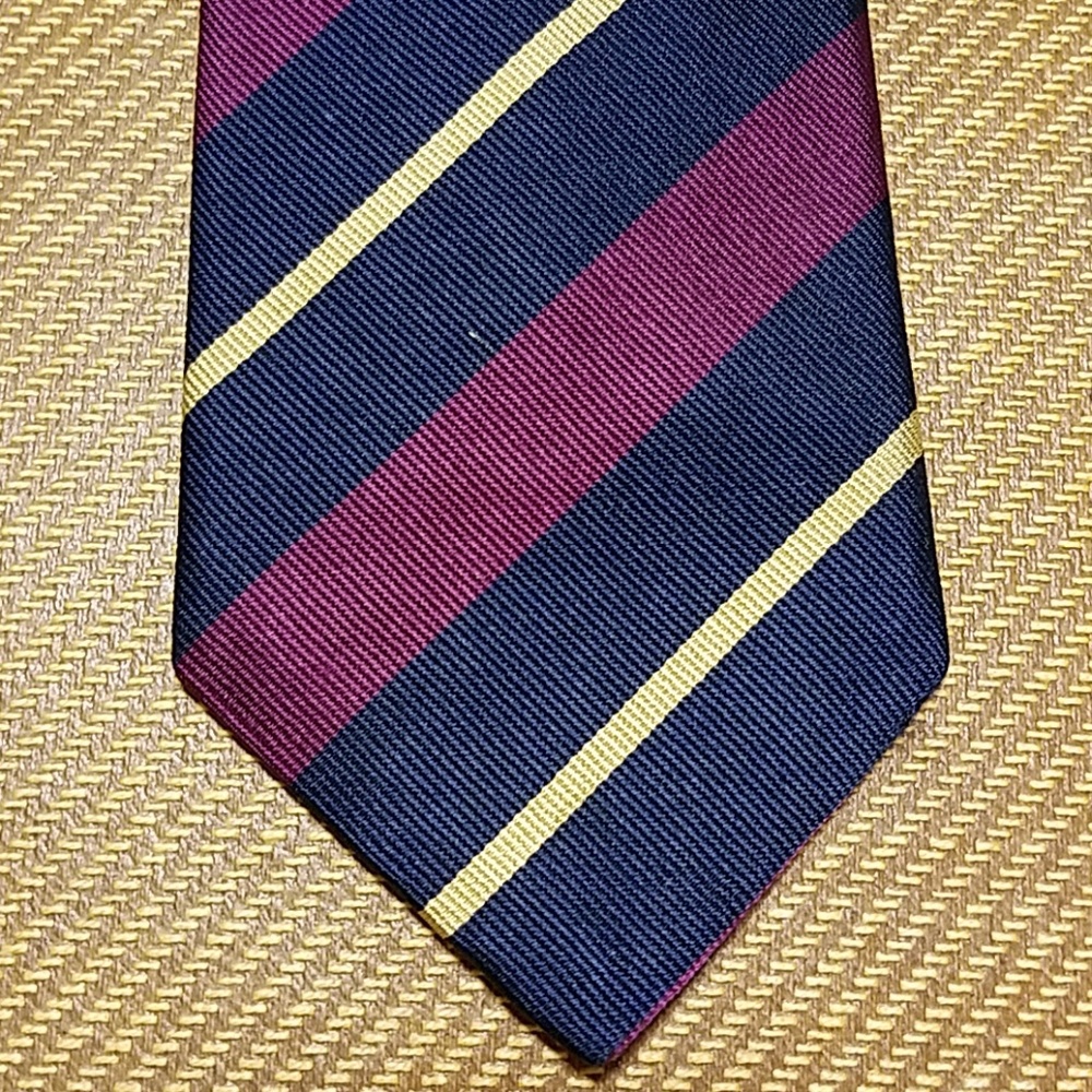 Ben Silver tie Navy Blue Yellow Diagonal stripes